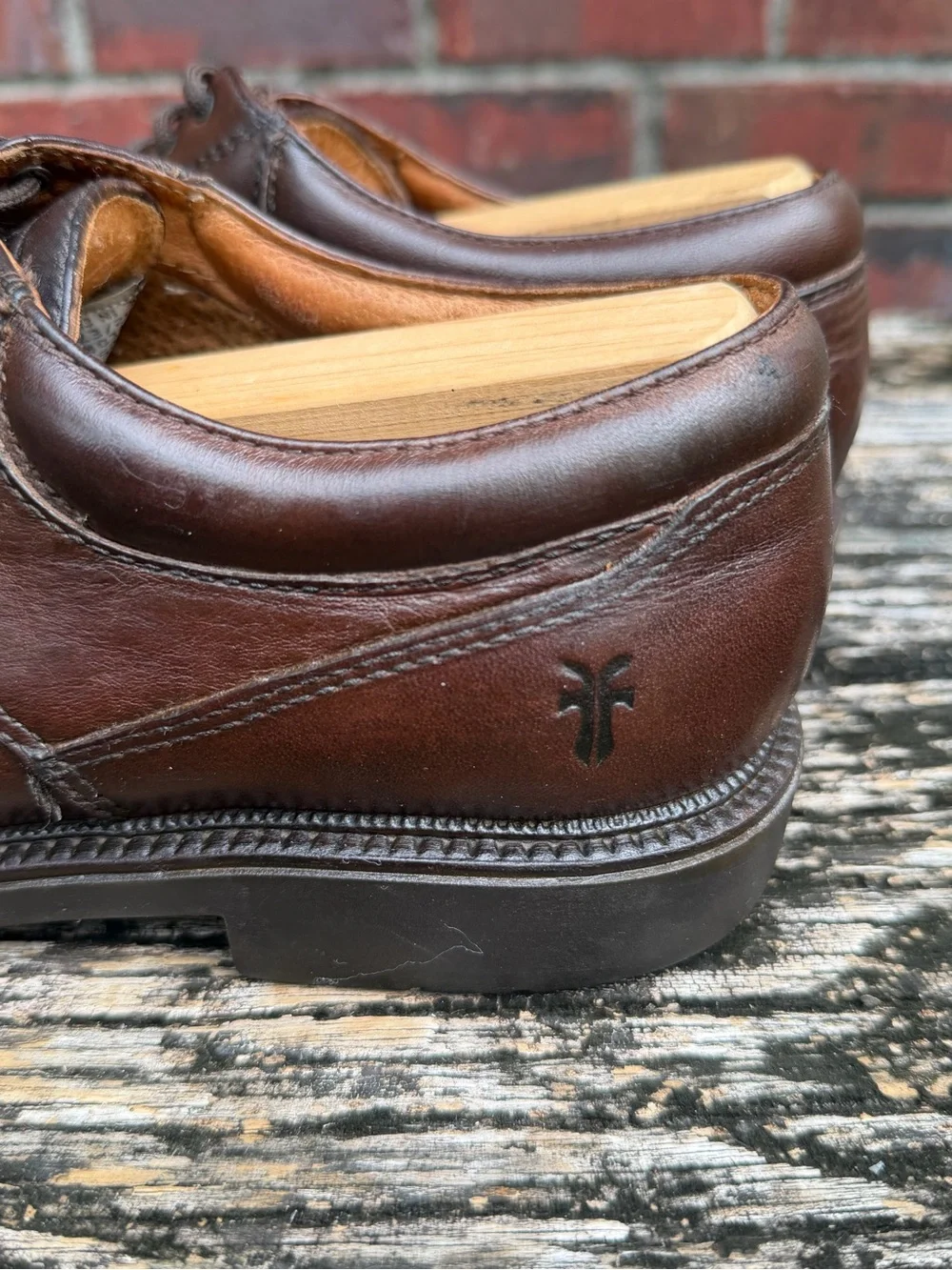 Frye Taylor Men’s Sz 7.5 Split Toe Brown Full Grain Leather Lace Up Oxford Shoes